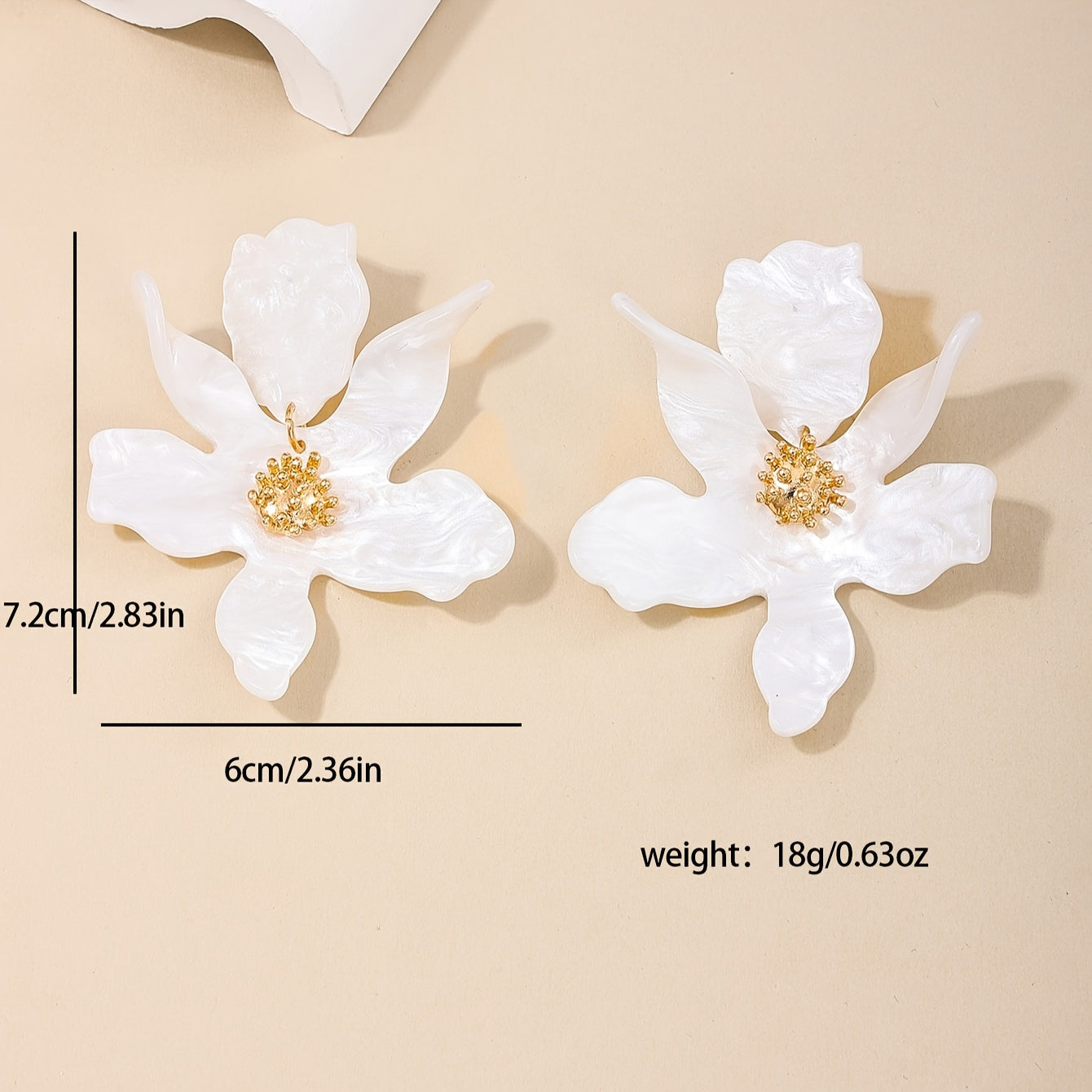 Trendy Large Flowers Dangle Earrings, Stylish And Sweet White Floral Drop Earrings Exaggerated Statement Earrings For Women