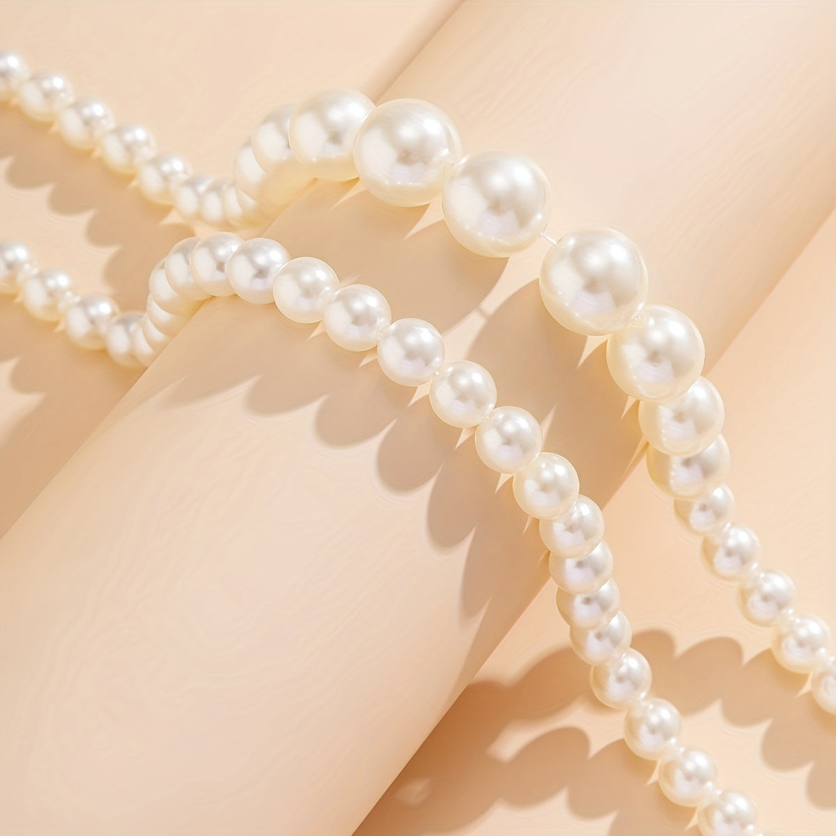 2pcs/Set Baroque Style Faux Pearl Beads Exaggerated Necklace Neck Jewelry Gift Decoration