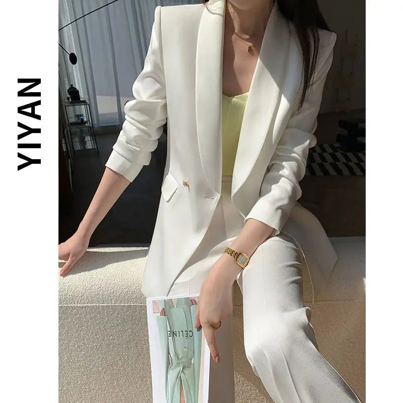 Spring/Summer Women's Set 2023 New Korean Version Slim Loose Fit Professional Casual Suit Elegant Women's Two Piece Set