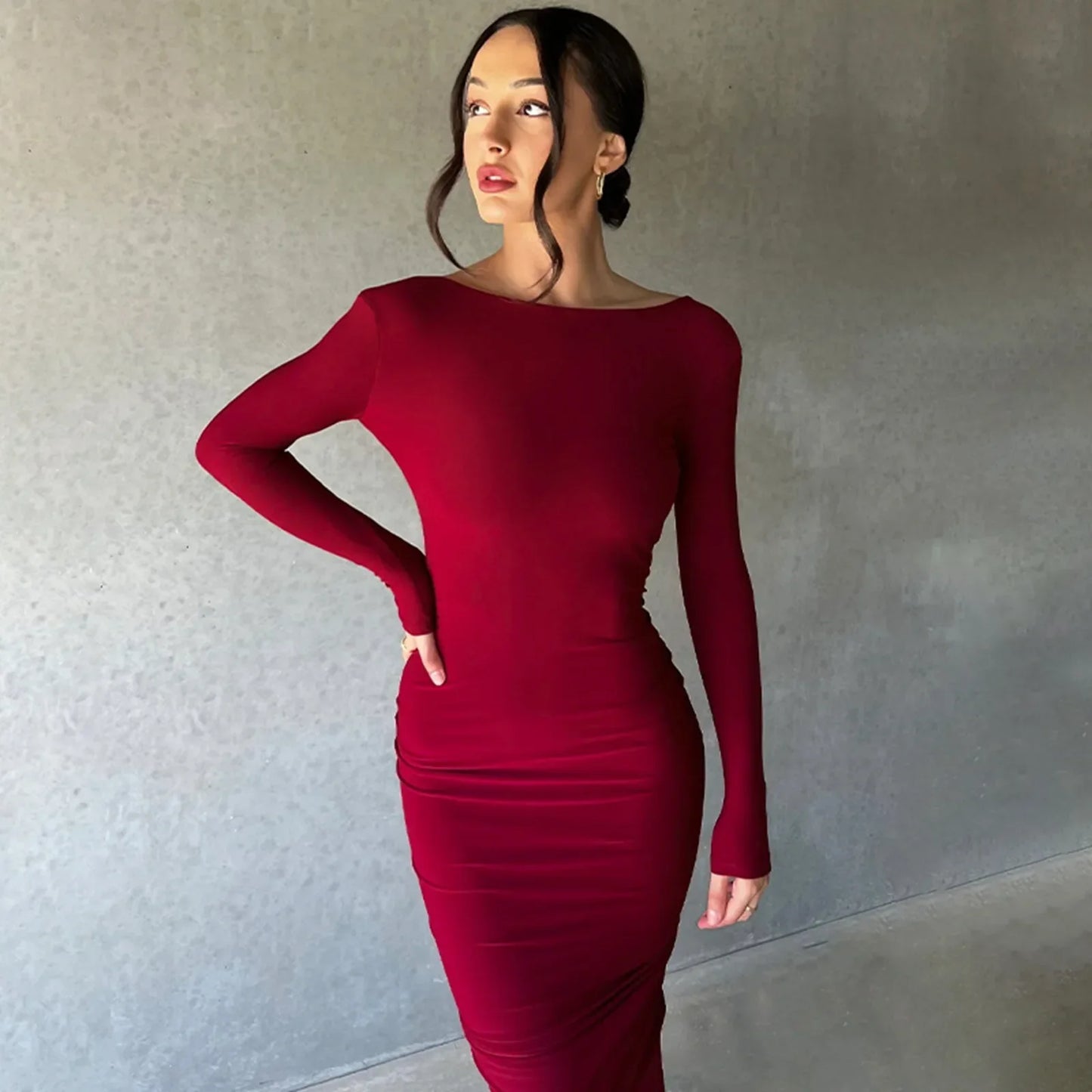 Sexy Dresses Women 2023 Autumn Party Club Evening Dress Streetwear Backless Bodycon Long Dress Wholesale Items For Business