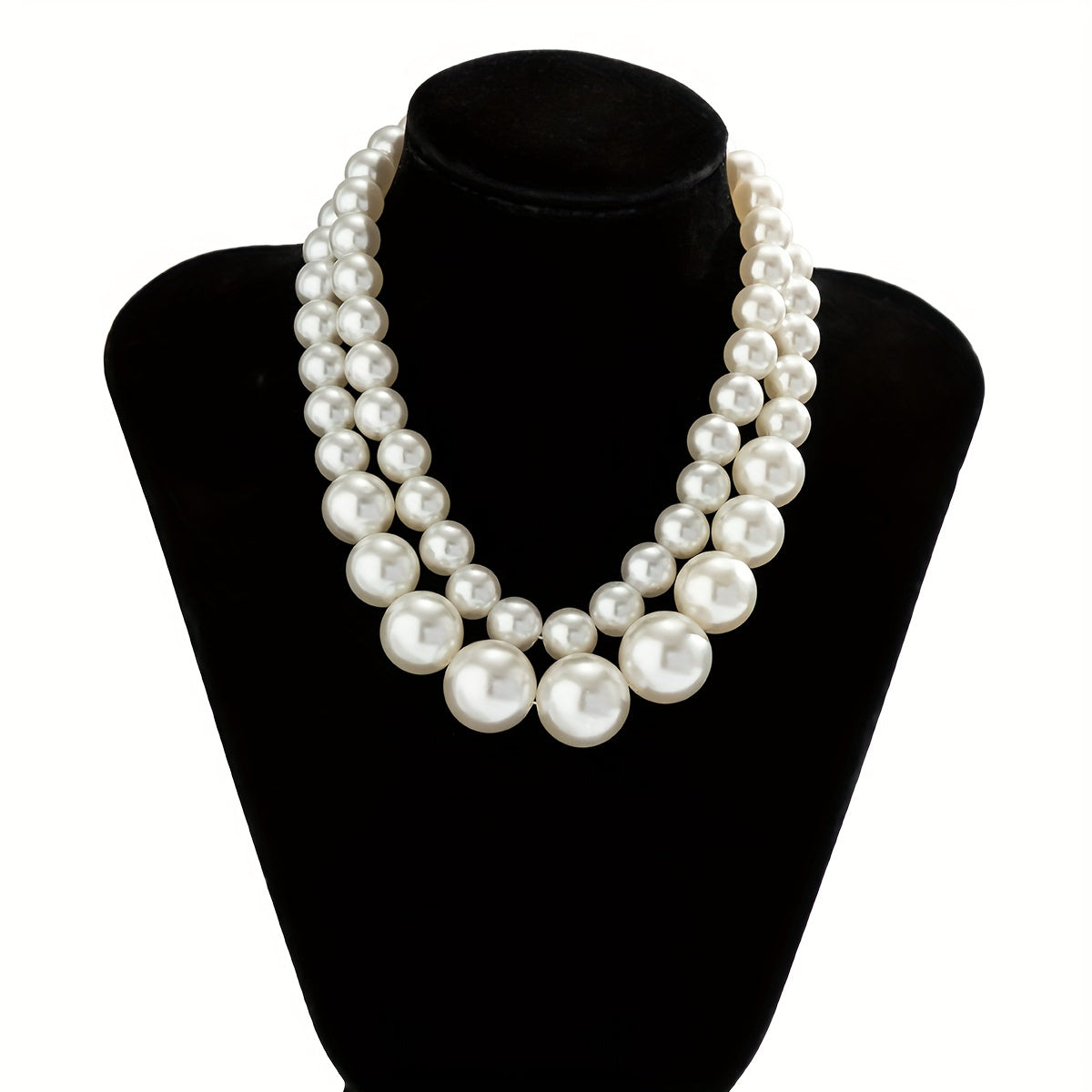 2pcs/Set Baroque Style Faux Pearl Beads Exaggerated Necklace Neck Jewelry Gift Decoration